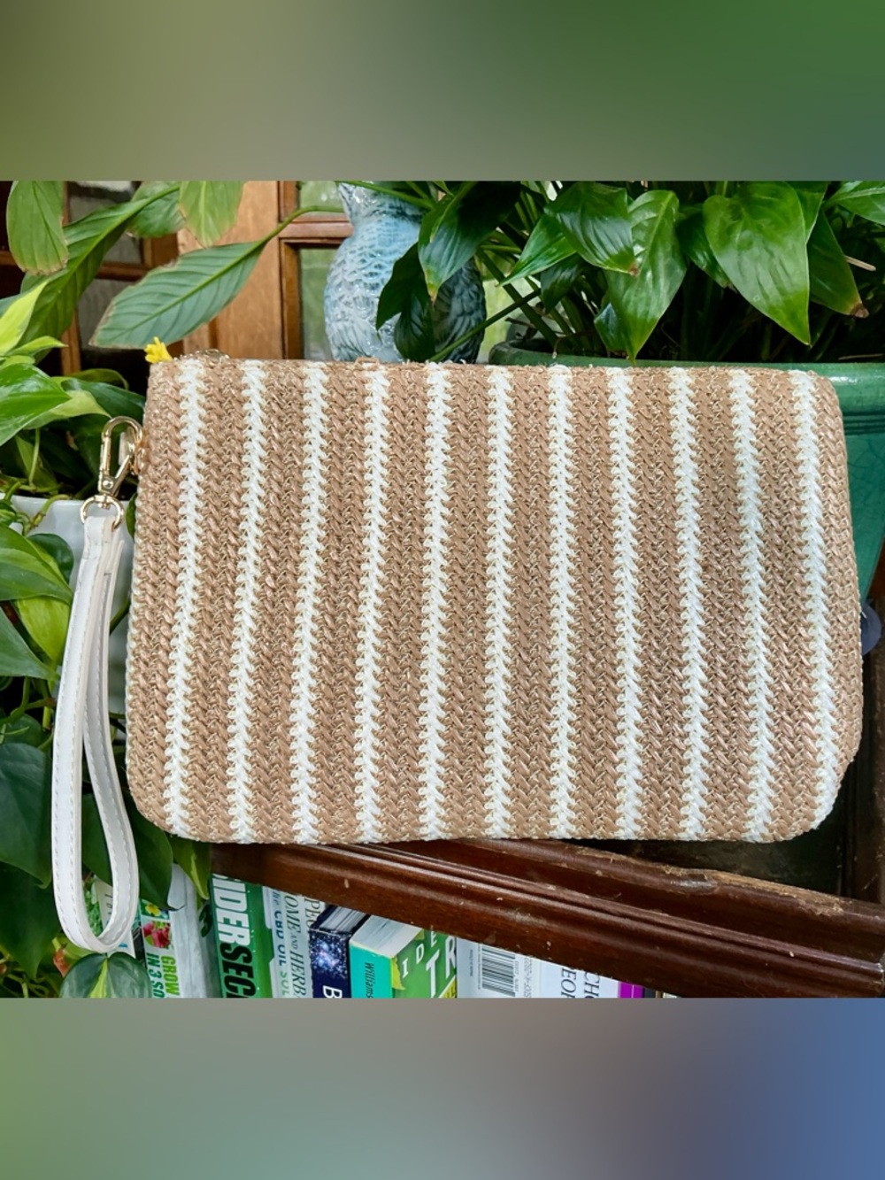 Madison West Woven Clutch w/Wrist Strap